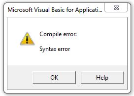 VBA Syntax Error