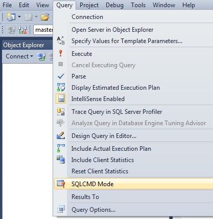 Select SQLCMD Mode